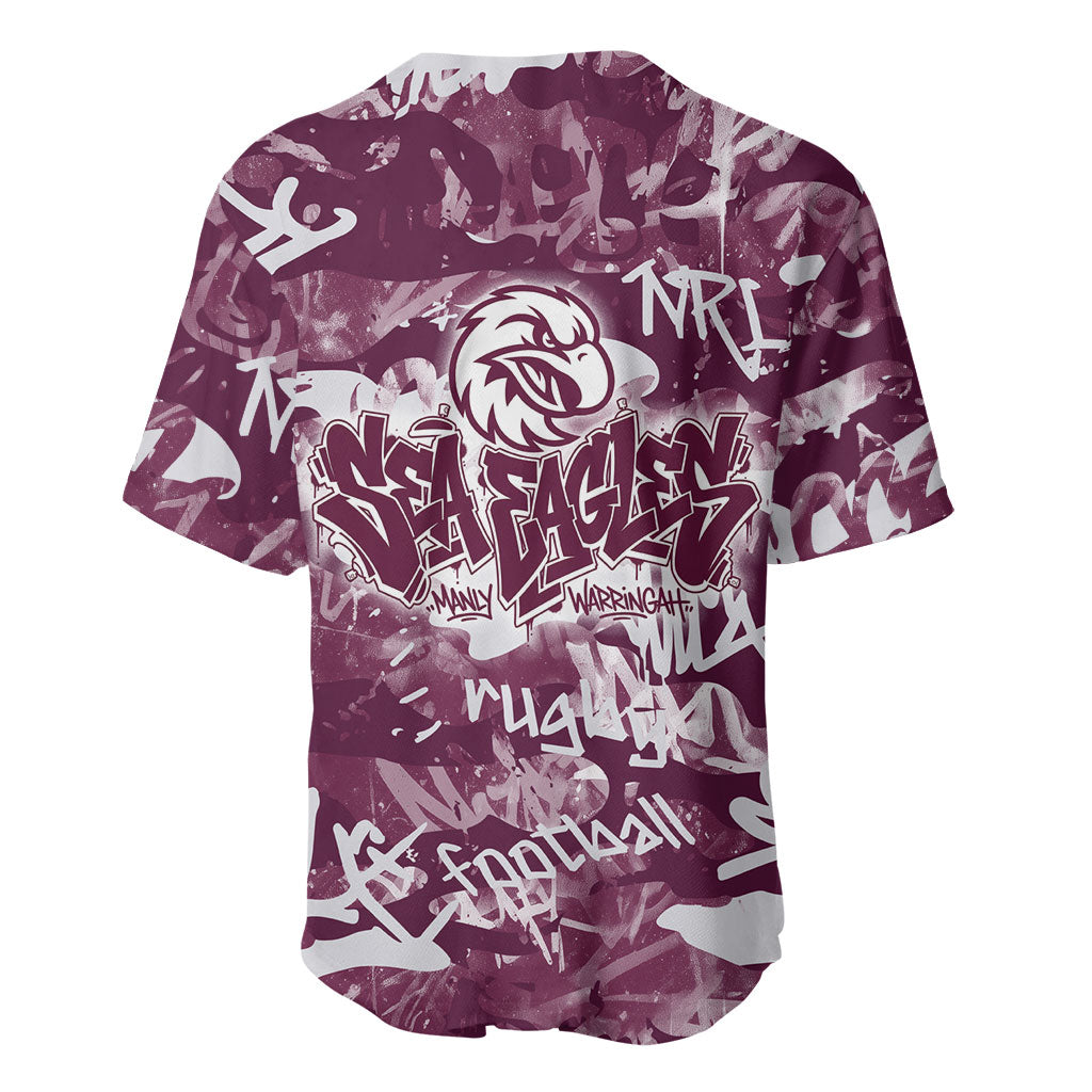 Manly Warringah Sea Eagles Rugby Baseball Jersey Graffiti Typography Urban Camo Abstract Street Style