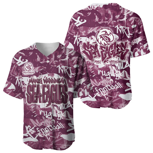 Manly Warringah Sea Eagles Rugby Baseball Jersey Graffiti Typography Urban Camo Abstract Street Style