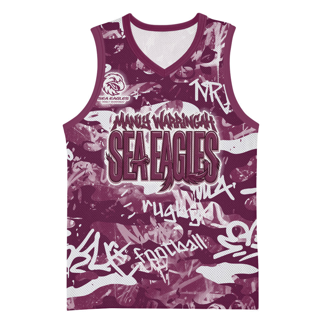Manly Warringah Sea Eagles Rugby Basketball Jersey Graffiti Typography Urban Camo Abstract Street Style