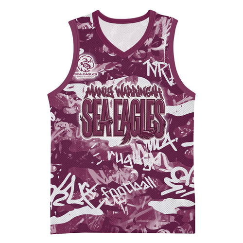 Manly Warringah Sea Eagles Rugby Basketball Jersey Graffiti Typography Urban Camo Abstract Street Style
