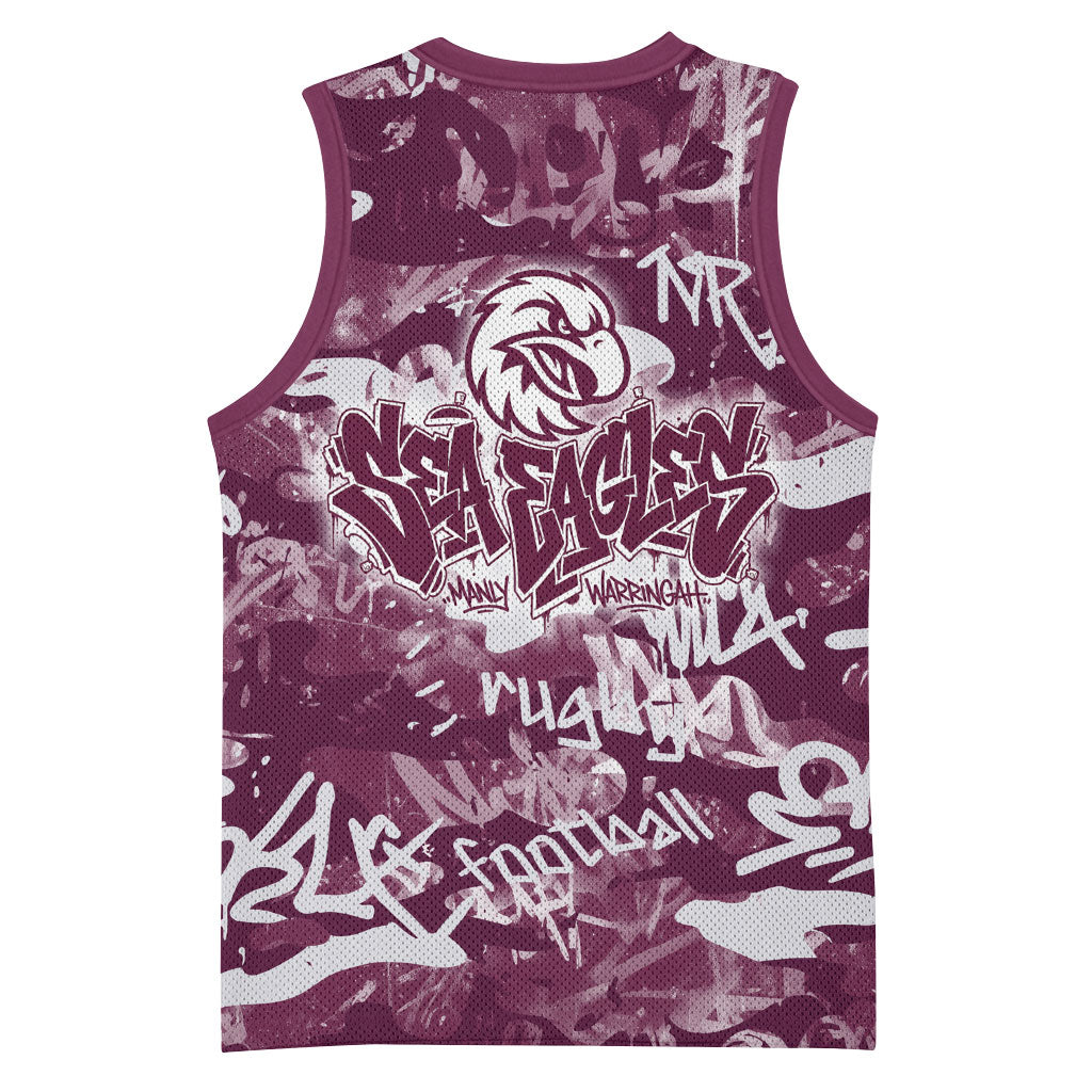 Manly Warringah Sea Eagles Rugby Basketball Jersey Graffiti Typography Urban Camo Abstract Street Style