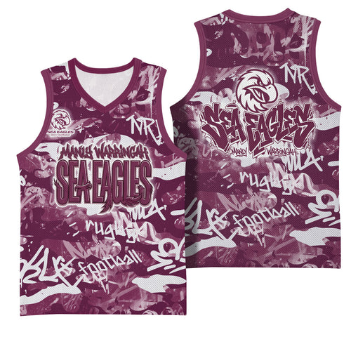 Manly Warringah Sea Eagles Rugby Basketball Jersey Graffiti Typography Urban Camo Abstract Street Style