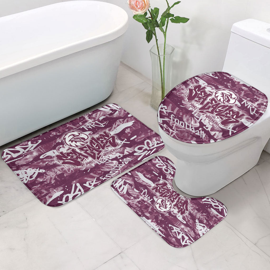 Manly Warringah Sea Eagles Rugby Bathroom Set Graffiti Typography Urban Camo Abstract Street Style