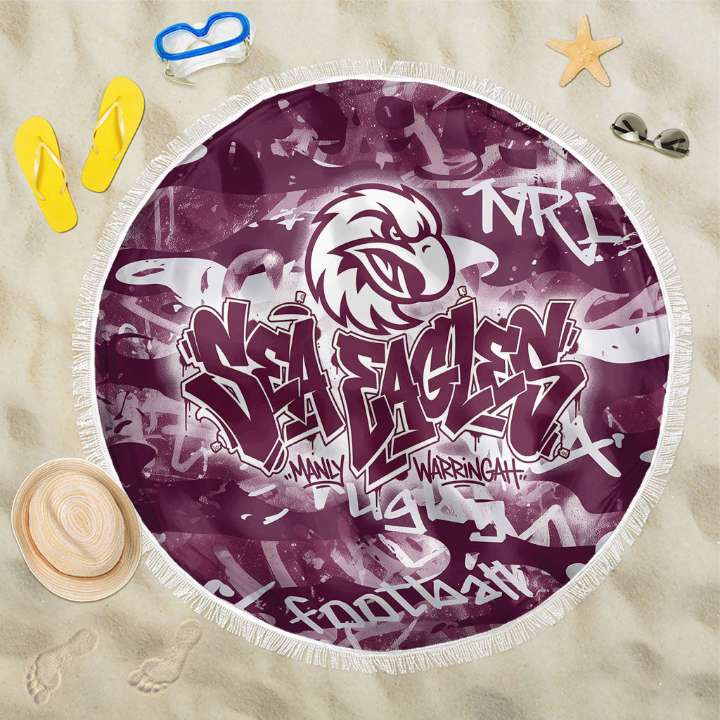 Manly Warringah Sea Eagles Rugby Beach Blanket Graffiti Typography Urban Camo Abstract Street Style