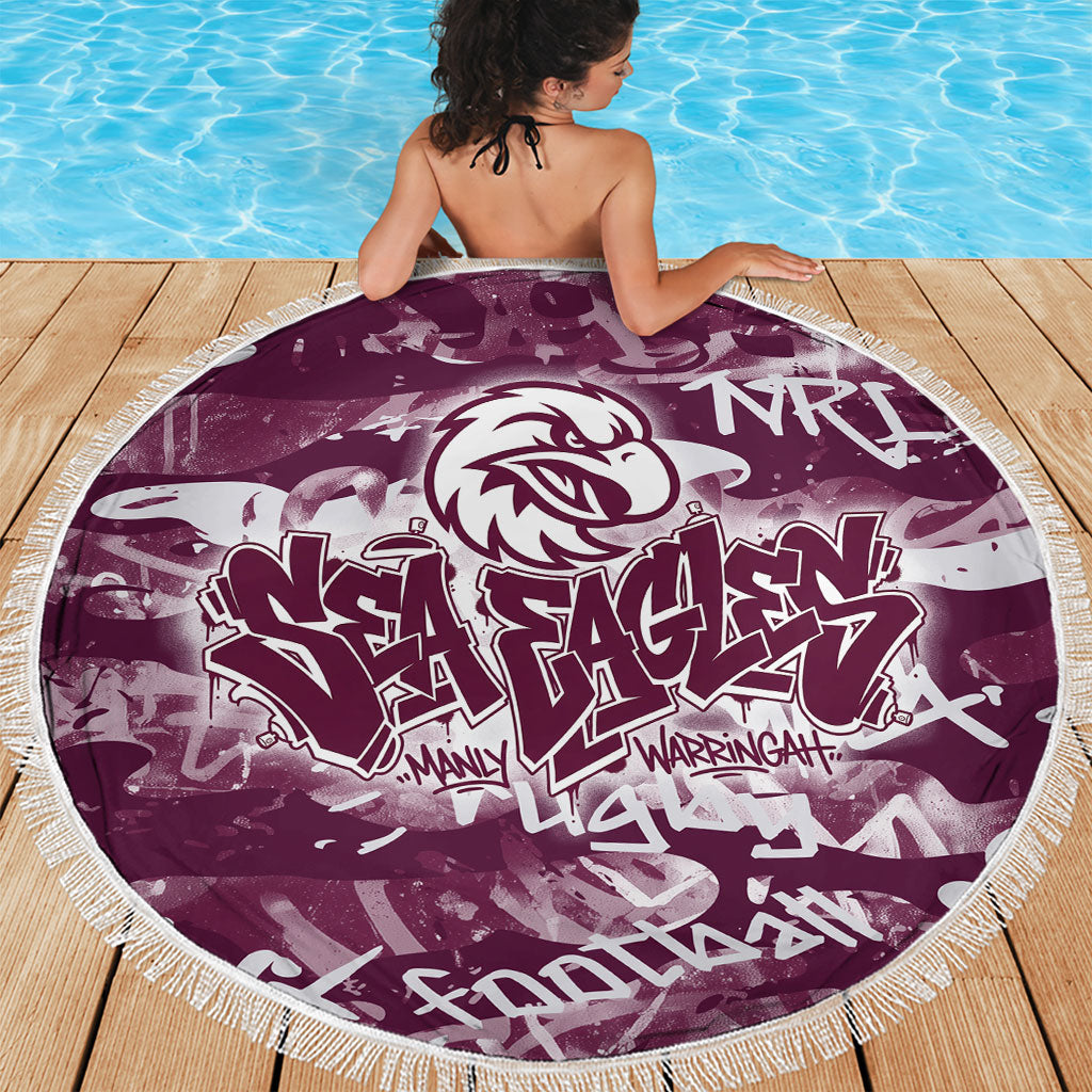 Manly Warringah Sea Eagles Rugby Beach Blanket Graffiti Typography Urban Camo Abstract Street Style