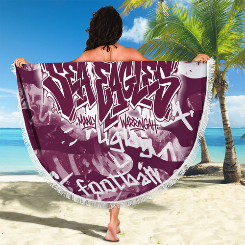 Manly Warringah Sea Eagles Rugby Beach Blanket Graffiti Typography Urban Camo Abstract Street Style