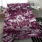 Manly Warringah Sea Eagles Rugby Bedding Set Graffiti Typography Urban Camo Abstract Street Style