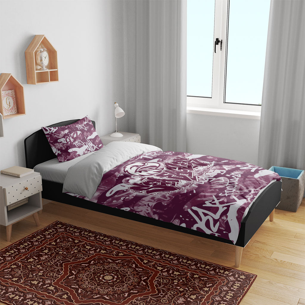 Manly Warringah Sea Eagles Rugby Bedding Set Graffiti Typography Urban Camo Abstract Street Style