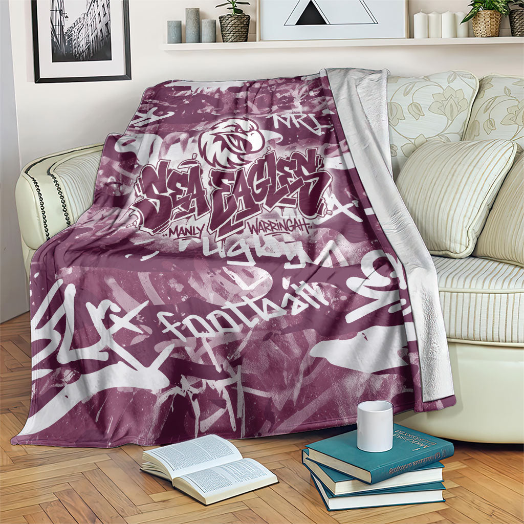 Manly Warringah Sea Eagles Rugby Blanket Graffiti Typography Urban Camo Abstract Street Style