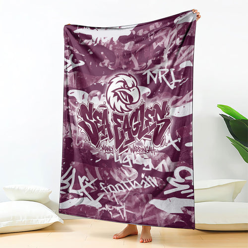 Manly Warringah Sea Eagles Rugby Blanket Graffiti Typography Urban Camo Abstract Street Style