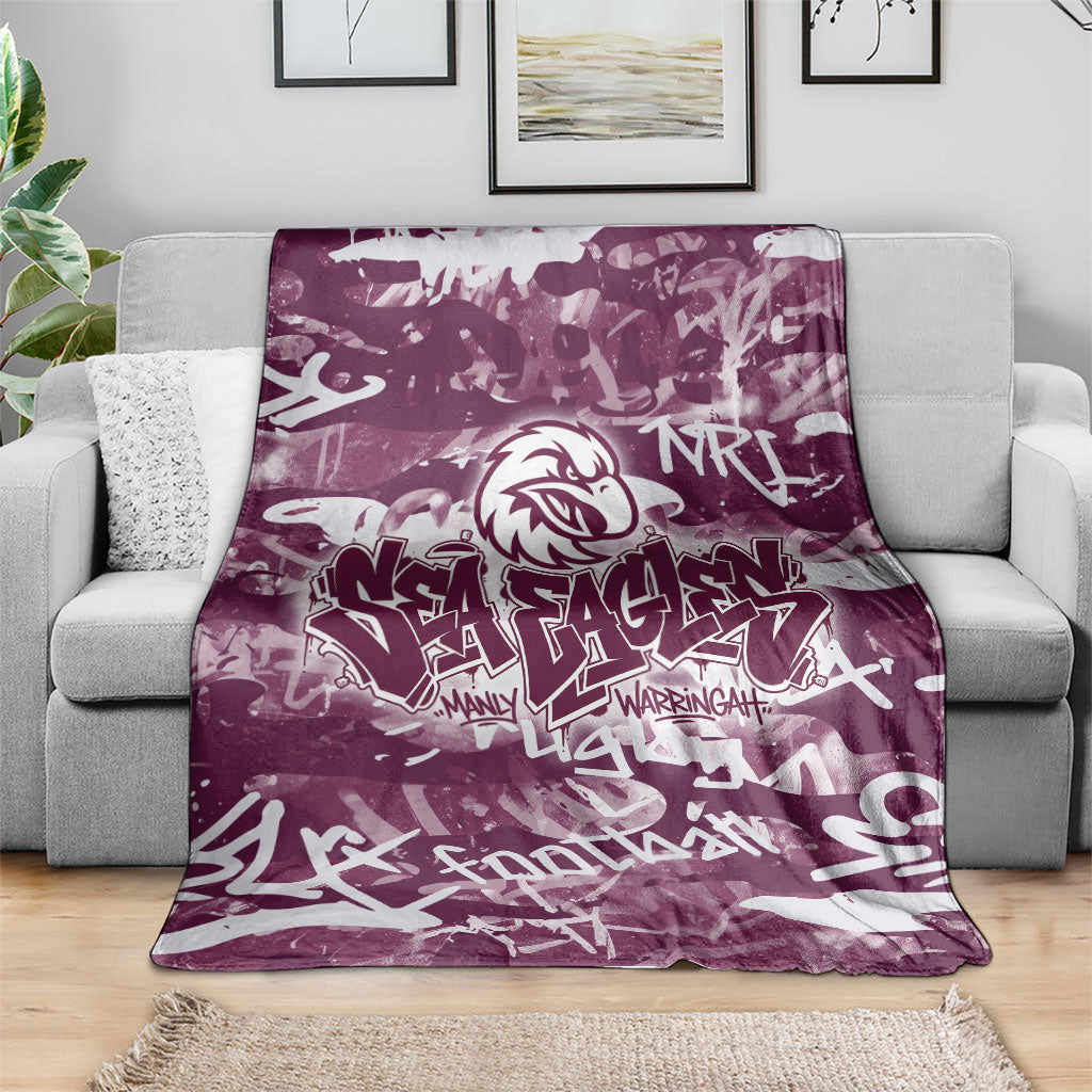Manly Warringah Sea Eagles Rugby Blanket Graffiti Typography Urban Camo Abstract Street Style