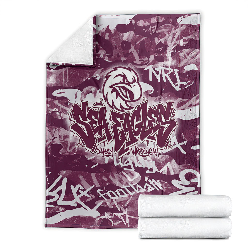 Manly Warringah Sea Eagles Rugby Blanket Graffiti Typography Urban Camo Abstract Street Style