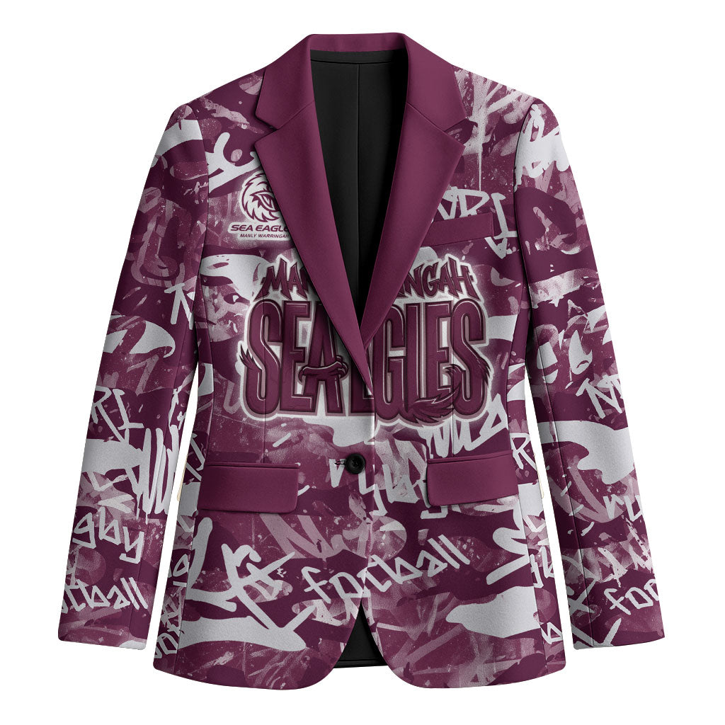 Manly Warringah Sea Eagles Rugby Blazer Graffiti Typography Urban Camo Abstract Street Style