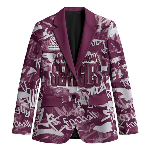 Manly Warringah Sea Eagles Rugby Blazer Graffiti Typography Urban Camo Abstract Street Style