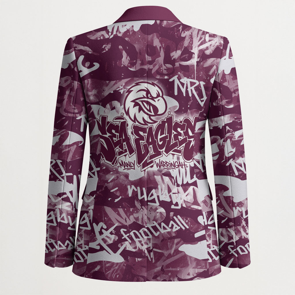 Manly Warringah Sea Eagles Rugby Blazer Graffiti Typography Urban Camo Abstract Street Style