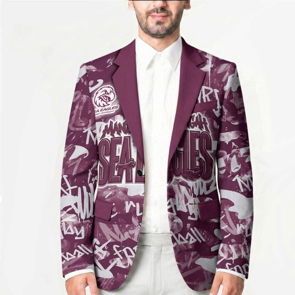 Manly Warringah Sea Eagles Rugby Blazer Graffiti Typography Urban Camo Abstract Street Style