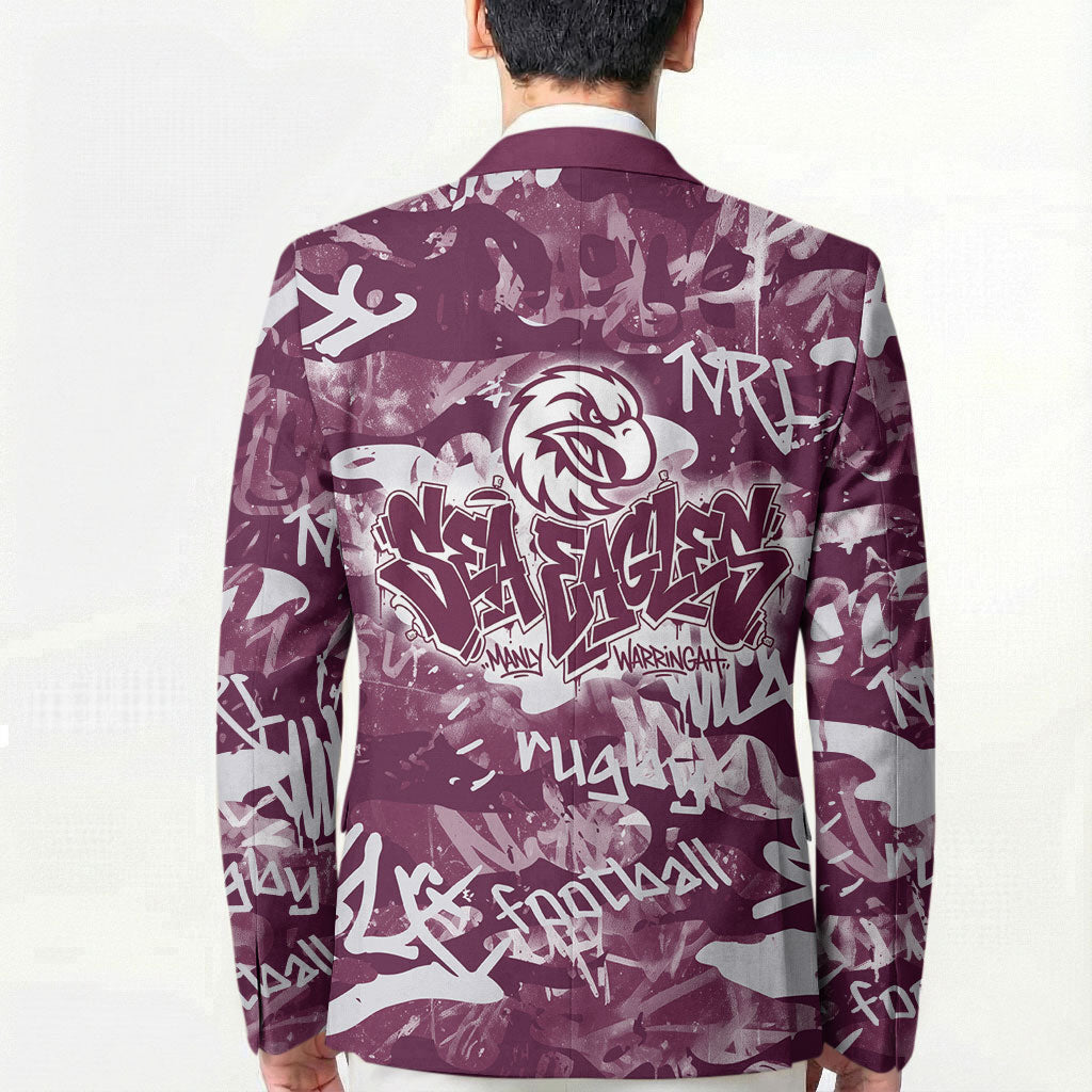 Manly Warringah Sea Eagles Rugby Blazer Graffiti Typography Urban Camo Abstract Street Style