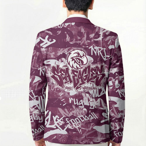 Manly Warringah Sea Eagles Rugby Blazer Graffiti Typography Urban Camo Abstract Street Style