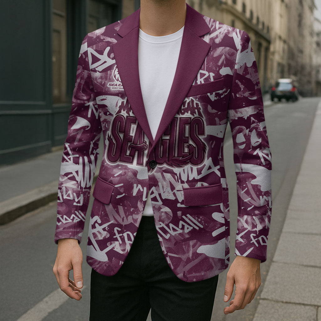 Manly Warringah Sea Eagles Rugby Blazer Graffiti Typography Urban Camo Abstract Street Style
