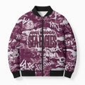 Manly Warringah Sea Eagles Rugby Bomber Puffer Jacket Graffiti Typography Urban Camo Abstract Street Style