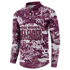 Manly Warringah Sea Eagles Rugby Button Sweatshirt Graffiti Typography Urban Camo Abstract Street Style