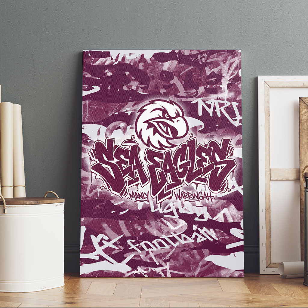 Manly Warringah Sea Eagles Rugby Canvas Wall Art Graffiti Typography Urban Camo Abstract Street Style