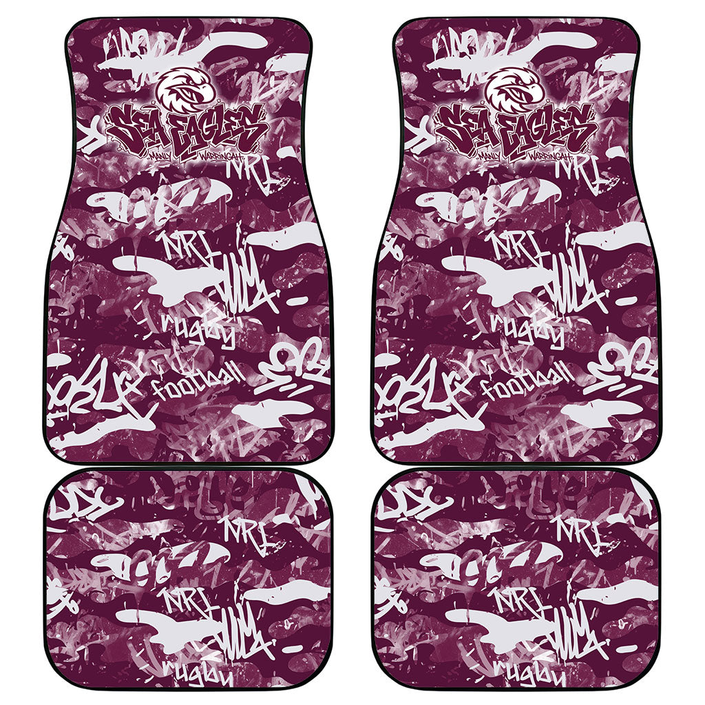 Manly Warringah Sea Eagles Rugby Car Mats Graffiti Typography Urban Camo Abstract Street Style