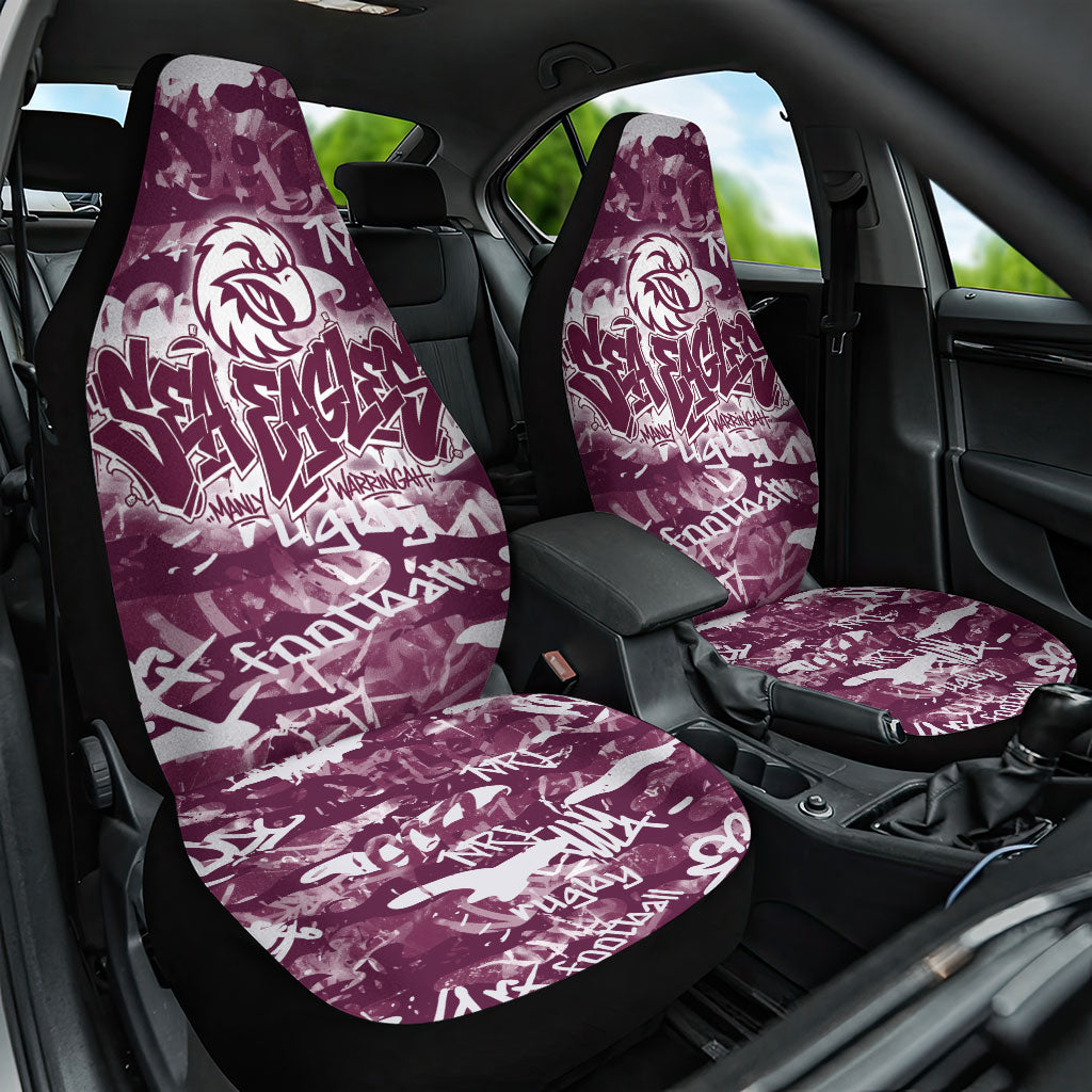 Manly Warringah Sea Eagles Rugby Car Seat Cover Graffiti Typography Urban Camo Abstract Street Style