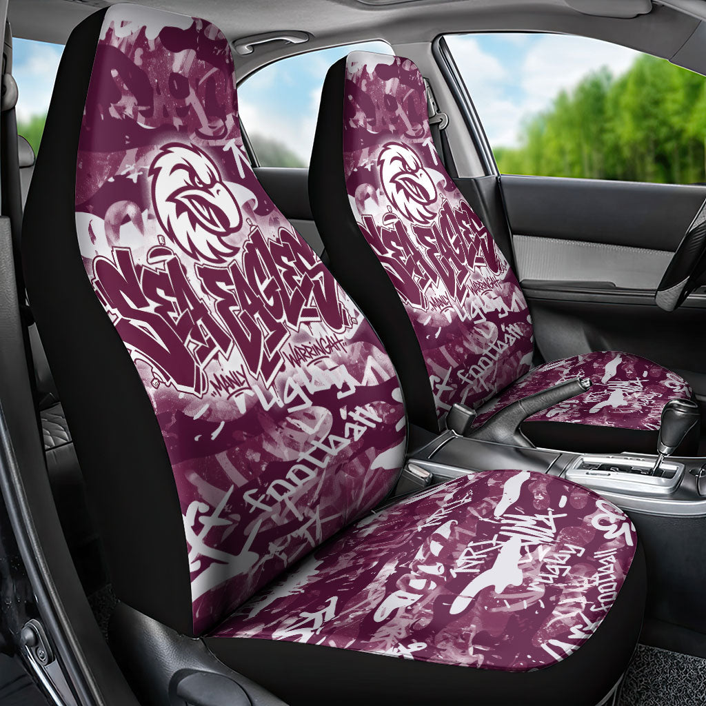 Manly Warringah Sea Eagles Rugby Car Seat Cover Graffiti Typography Urban Camo Abstract Street Style