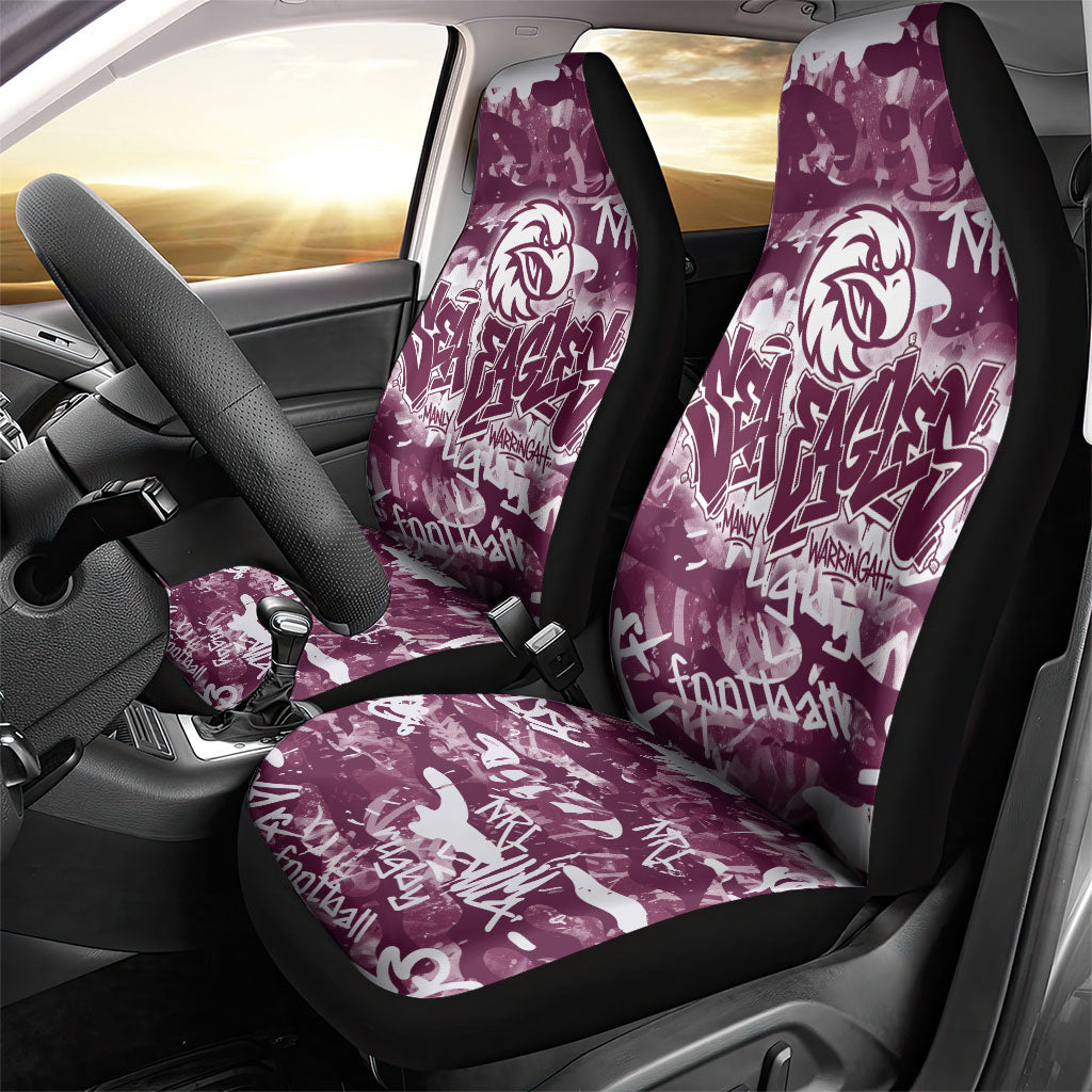 Manly Warringah Sea Eagles Rugby Car Seat Cover Graffiti Typography Urban Camo Abstract Street Style