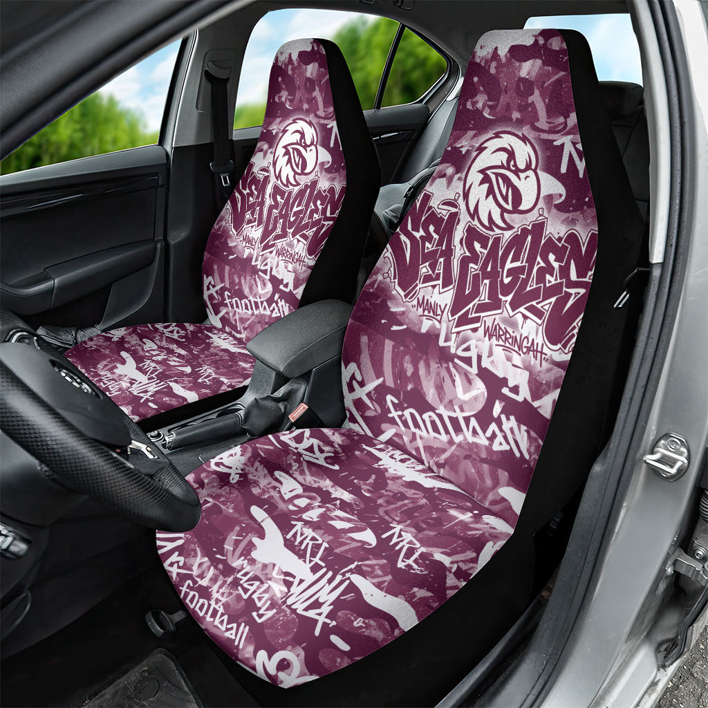 Manly Warringah Sea Eagles Rugby Car Seat Cover Graffiti Typography Urban Camo Abstract Street Style