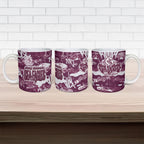 Manly Warringah Sea Eagles Rugby Ceramic Mug Graffiti Typography Urban Camo Abstract Street Style