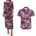 Manly Warringah Sea Eagles Rugby Couples Matching Puletasi and Hawaiian Shirt Graffiti Typography Urban Camo Abstract Street Style