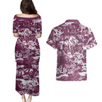 Manly Warringah Sea Eagles Rugby Couples Matching Puletasi and Hawaiian Shirt Graffiti Typography Urban Camo Abstract Street Style