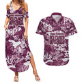 Manly Warringah Sea Eagles Rugby Couples Matching Summer Maxi Dress and Hawaiian Shirt Graffiti Typography Urban Camo Abstract Street Style