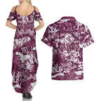 Manly Warringah Sea Eagles Rugby Couples Matching Summer Maxi Dress and Hawaiian Shirt Graffiti Typography Urban Camo Abstract Street Style