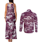 Manly Warringah Sea Eagles Rugby Couples Matching Tank Maxi Dress and Long Sleeve Button Shirt Graffiti Typography Urban Camo Abstract Street Style