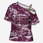 Manly Warringah Sea Eagles Rugby Cross Shoulder Shirt Graffiti Typography Urban Camo Abstract Street Style