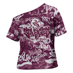 Manly Warringah Sea Eagles Rugby Cross Shoulder Shirt Graffiti Typography Urban Camo Abstract Street Style