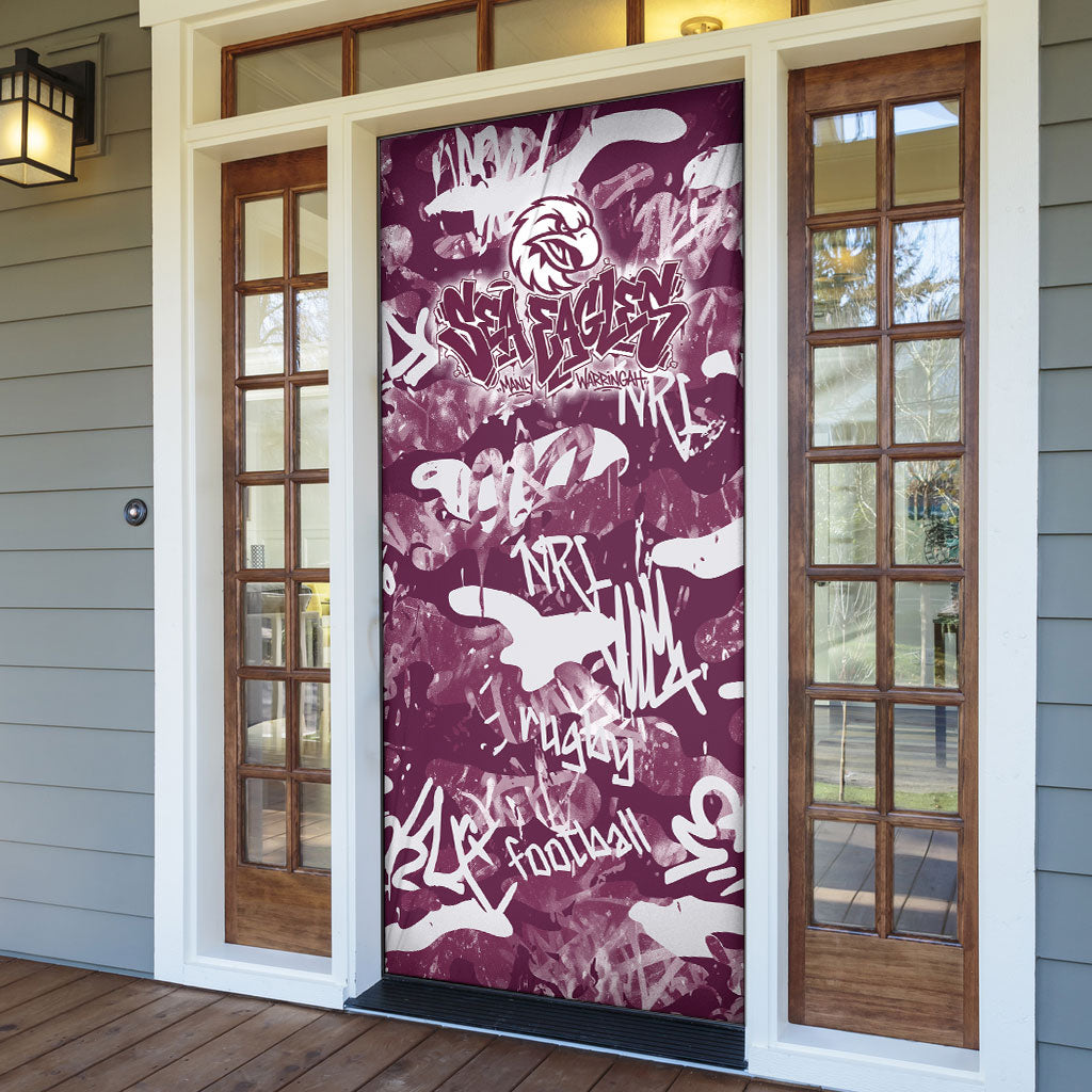 Manly Warringah Sea Eagles Rugby Door Cover Graffiti Typography Urban Camo Abstract Street Style