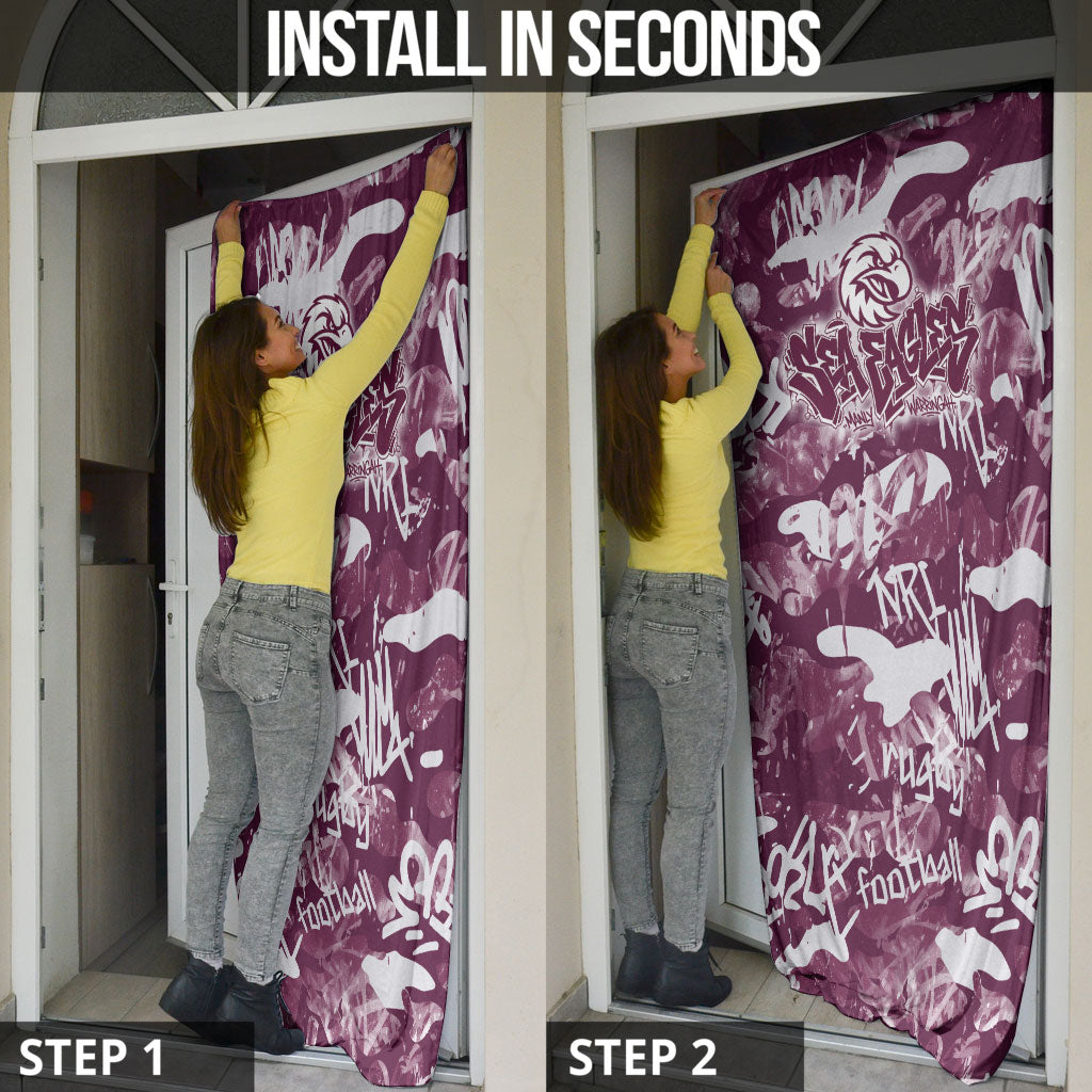 Manly Warringah Sea Eagles Rugby Door Cover Graffiti Typography Urban Camo Abstract Street Style