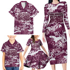 Manly Warringah Sea Eagles Rugby Family Matching Long Sleeve Bodycon Dress and Hawaiian Shirt Graffiti Typography Urban Camo Abstract Street Style