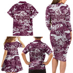 Manly Warringah Sea Eagles Rugby Family Matching Long Sleeve Bodycon Dress and Hawaiian Shirt Graffiti Typography Urban Camo Abstract Street Style