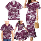 Manly Warringah Sea Eagles Rugby Family Matching Mermaid Dress and Hawaiian Shirt Graffiti Typography Urban Camo Abstract Street Style