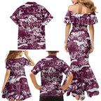 Manly Warringah Sea Eagles Rugby Family Matching Mermaid Dress and Hawaiian Shirt Graffiti Typography Urban Camo Abstract Street Style