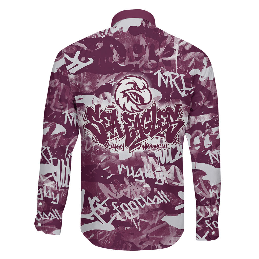 Manly Warringah Sea Eagles Rugby Family Matching Mermaid Dress and Hawaiian Shirt Graffiti Typography Urban Camo Abstract Street Style