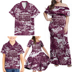 Manly Warringah Sea Eagles Rugby Family Matching Off Shoulder Maxi Dress and Hawaiian Shirt Graffiti Typography Urban Camo Abstract Street Style