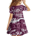 Manly Warringah Sea Eagles Rugby Family Matching Off Shoulder Maxi Dress and Hawaiian Shirt Graffiti Typography Urban Camo Abstract Street Style
