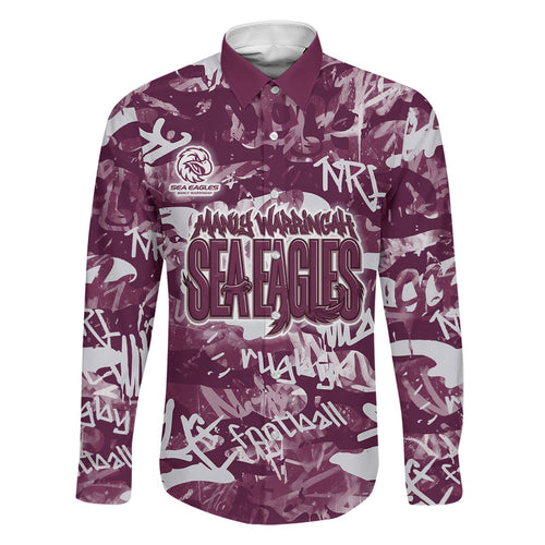 Manly Warringah Sea Eagles Rugby Family Matching Off Shoulder Maxi Dress and Hawaiian Shirt Graffiti Typography Urban Camo Abstract Street Style