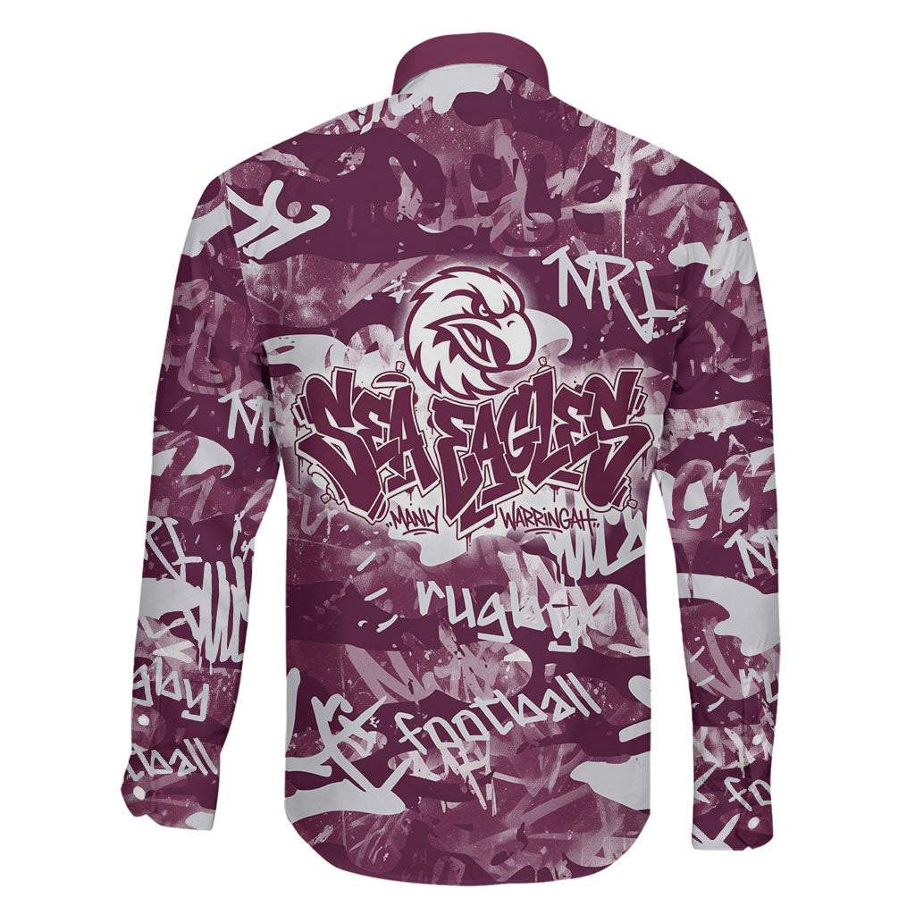 Manly Warringah Sea Eagles Rugby Family Matching Off Shoulder Maxi Dress and Hawaiian Shirt Graffiti Typography Urban Camo Abstract Street Style